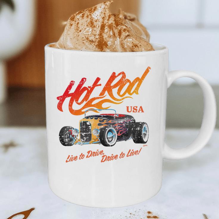 Hotrod Vintage Style Car Nostalgia Hotrod Distressed Premium Tri-Blend Graphic Print Coffee Mug