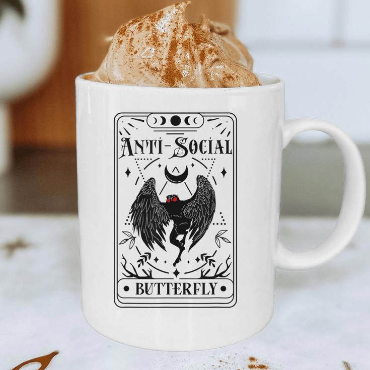 Introvert Apparel Emporium Mothman Tarot Card Antisocial Butterfly Cryptozoologist -Adults Grey Graphic Print Coffee Mug Introvert Apparel Emporium Mothman Tarot Card Antisocial Butterfly Cryptozoologist -Adults Grey Graphic Print Coffee Mug