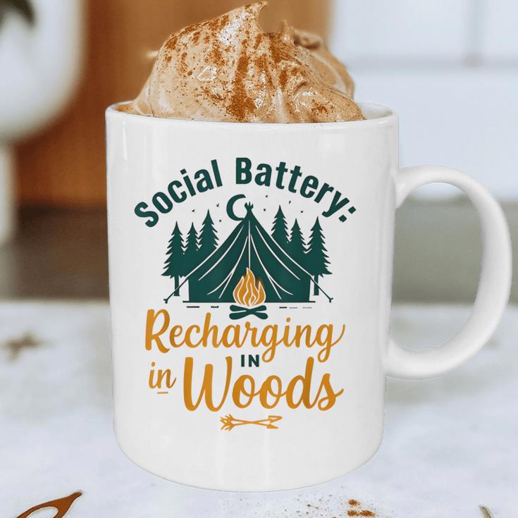 Introvert Camping Social Battery Recharging In The Woods Graphic Print Coffee Mug