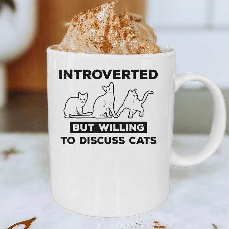 Introverted But Willing To Discuss Cats Introvert Shy Graphic Print Coffee Mug