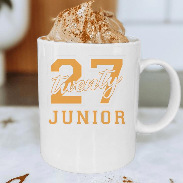 Junior Class 2027 Graduation Back To School Orange Letters Premium Tri-Blend Graphic Print Coffee Mug