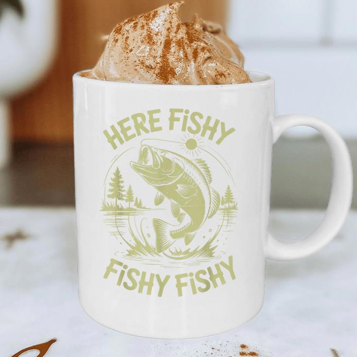 Men Here-Fishy Bass Fish Dad Fishing From Daughter Son Graphic Print Coffee Mug