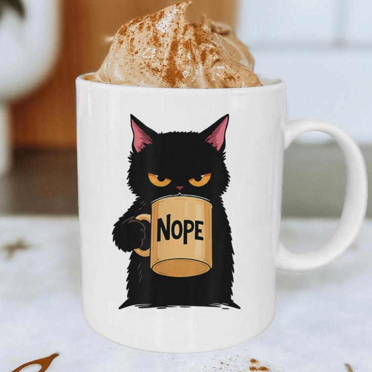 Nope Coffee Cat – Introvert Humor Monday Kitty Graphic Print Coffee Mug