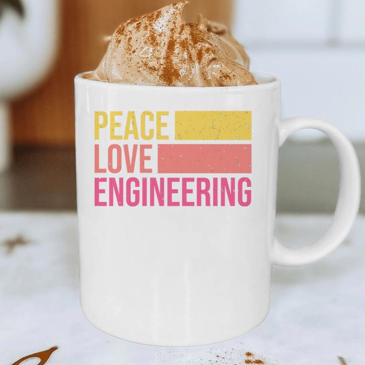 Peace Love Engineering Engineer School Graduation Retro Graphic Print Coffee Mug