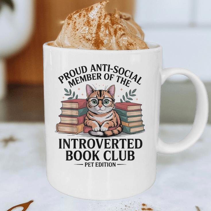 Proud Introverted Book Club Anti Social Reader Pet Cat Graphic Print Coffee Mug