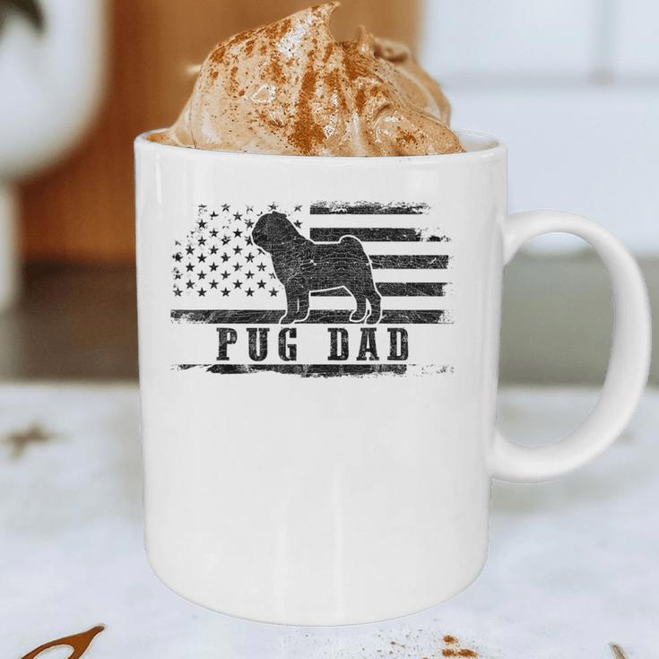 Pug Dad Distressed American Flag Patriotic Dog Graphic Print Coffee Mug