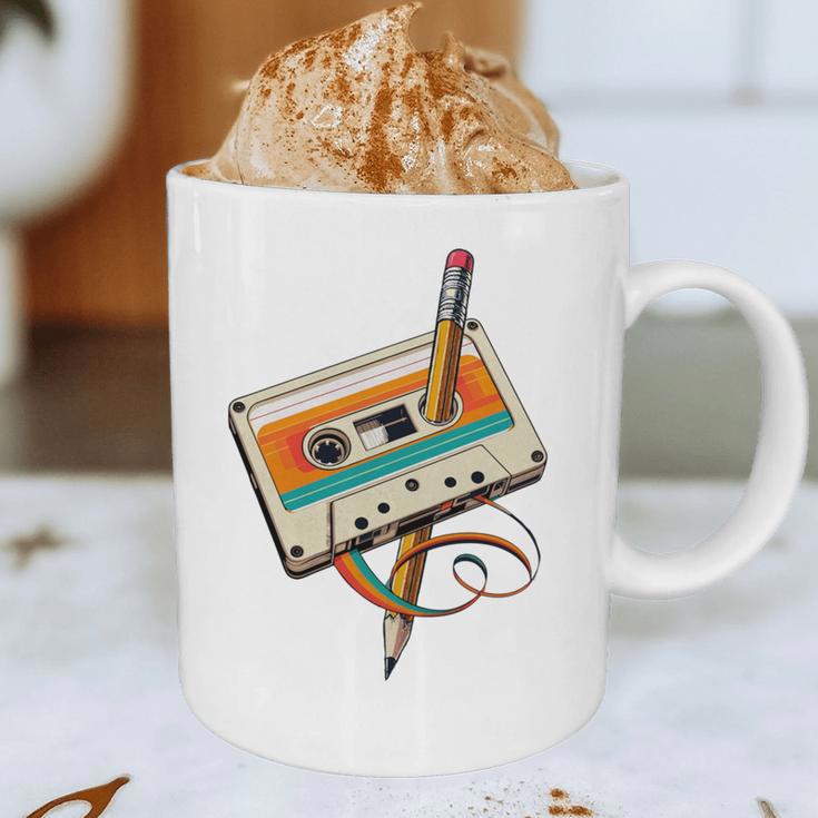 Retro Cassette Tape & Pencil Rewind Nostalgia Party 80s 90s Graphic Print Coffee Mug