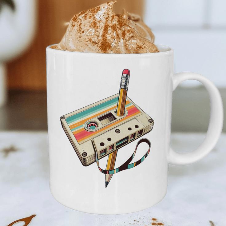 Retro Cassette Tape & Pencil Rewind Nostalgia Party 80s 90s Premium Graphic Print Coffee Mug