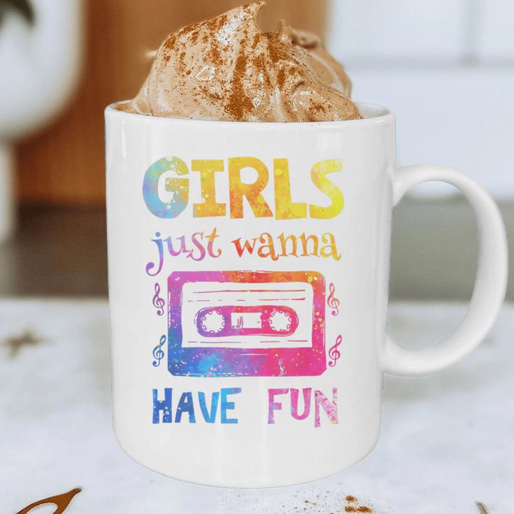 Retro Girls Just Wanna Have Fun Nostalgia 1980s 80's Premium Tri-Blend Graphic Print Coffee Mug