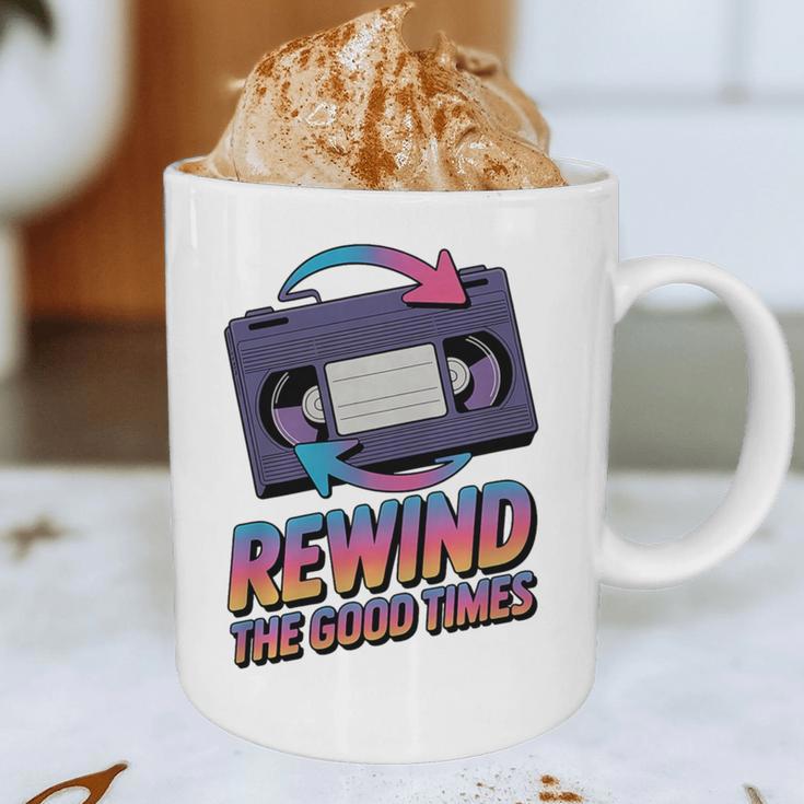 Rewind Good Times Retro VHS Tape Nostalgia 80s 90s Premium Tri-Blend Graphic Print Coffee Mug