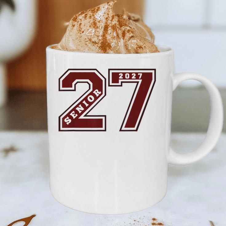 Senior 2027 Maroon Senior Class Of 27 Jersey Graduation Graphic Print Coffee Mug