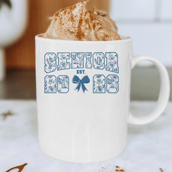Senior 26 Graduation Class Of 2026 Bow Blue Toile Floral Graphic Print Coffee Mug