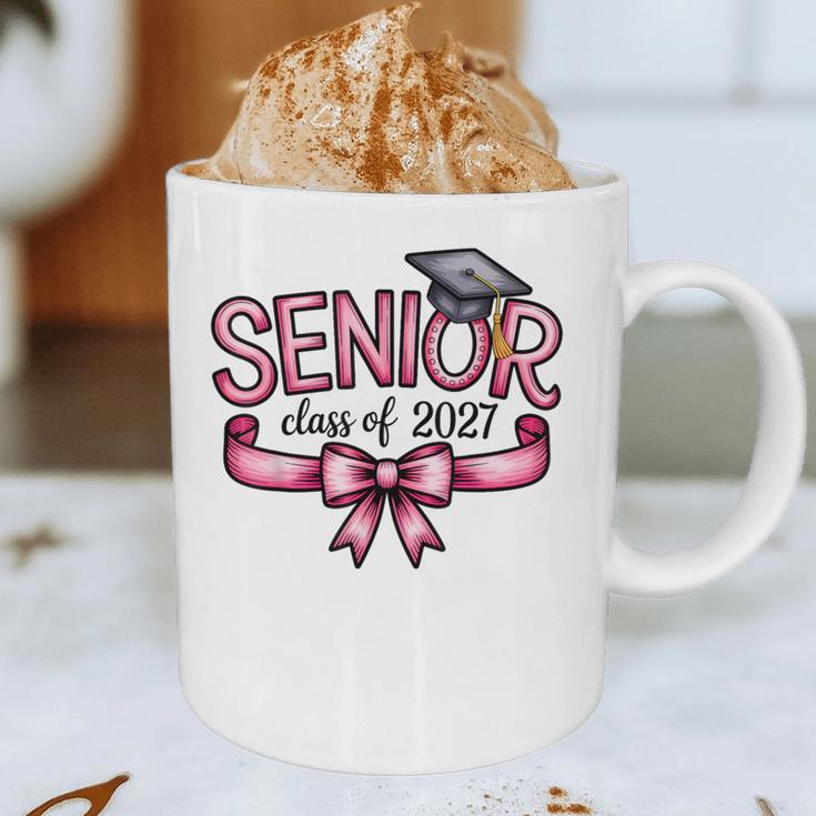 Senior Class Of 2027 Coquette Pink Bow Graduation 2027 Women Graphic Print Coffee Mug