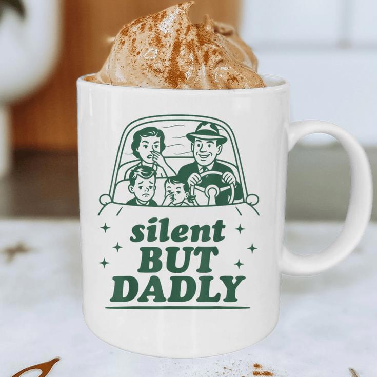 Silent But Dadly Father's Day Fart Dad Farting Vintage Graphic Print Coffee Mug