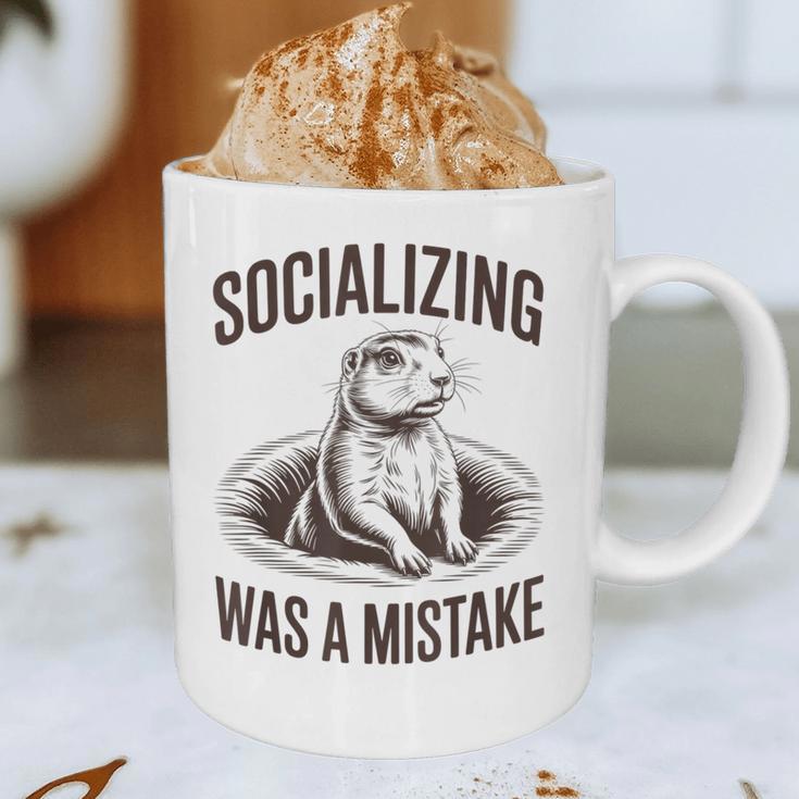 Socializing Was a Mistake Prairie Dog Introverts Humor Graphic Print Coffee Mug