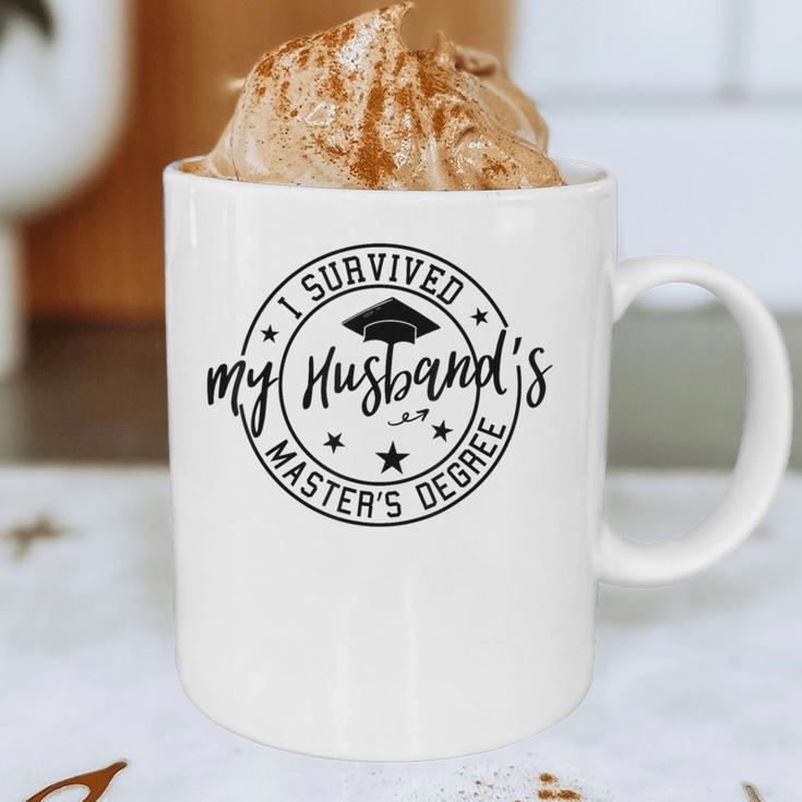 I Survived My Husband's Masters Degree Funny 2023 Graduation Graphic Print Coffee Mug
