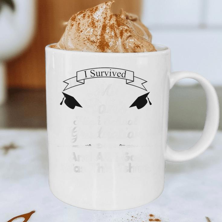 I Survived My Son's High School Graduation Shirt Graduate Graphic Print Coffee Mug