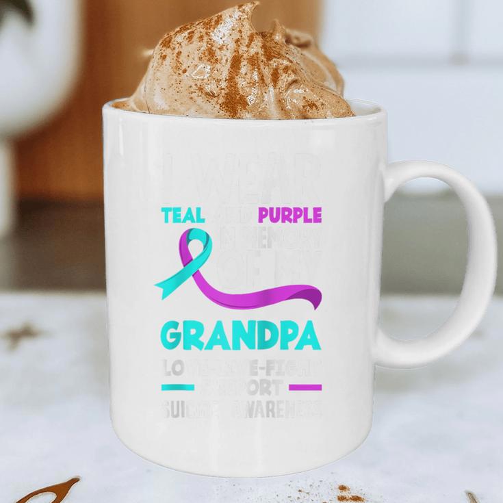 Teal & Purple In Memory Of My Grandpa Suicide Prevention Raglan Baseball Tee Graphic Print Coffee Mug
