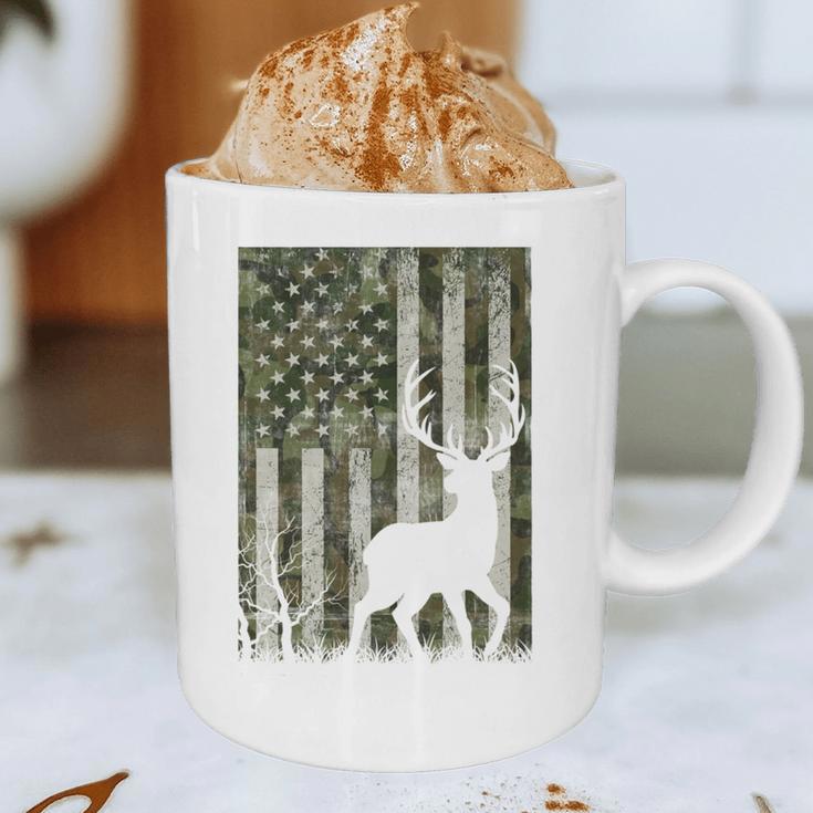 US Flag Deer Elk Buck Camoflage Hunting Hunter Dad Grandpa Graphic Print Coffee Mug