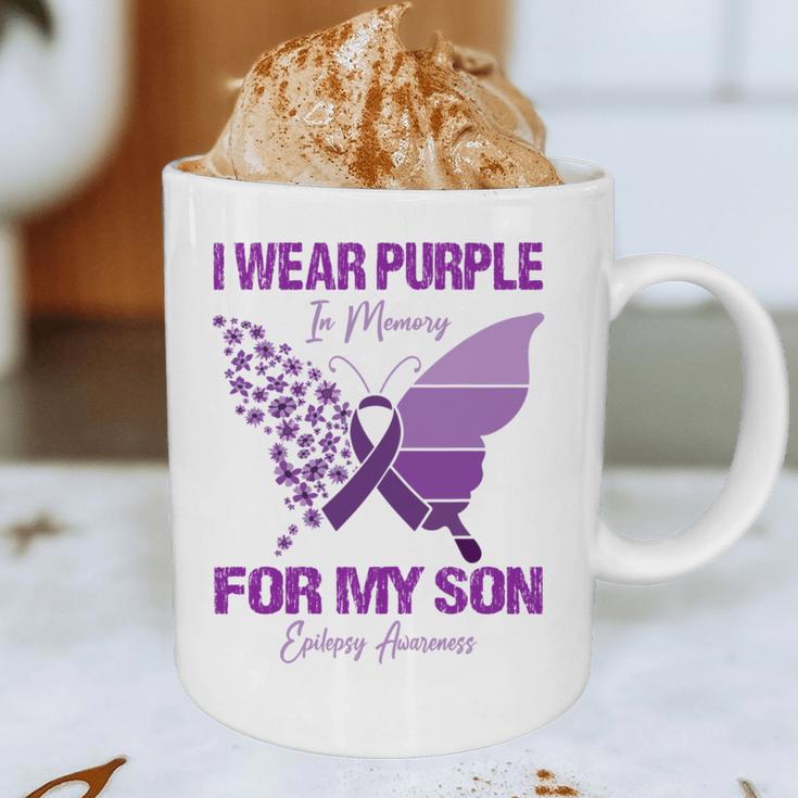 I Wear Purple In Memory For My Son Epilepsy Awareness Ribbon Graphic Print Coffee Mug