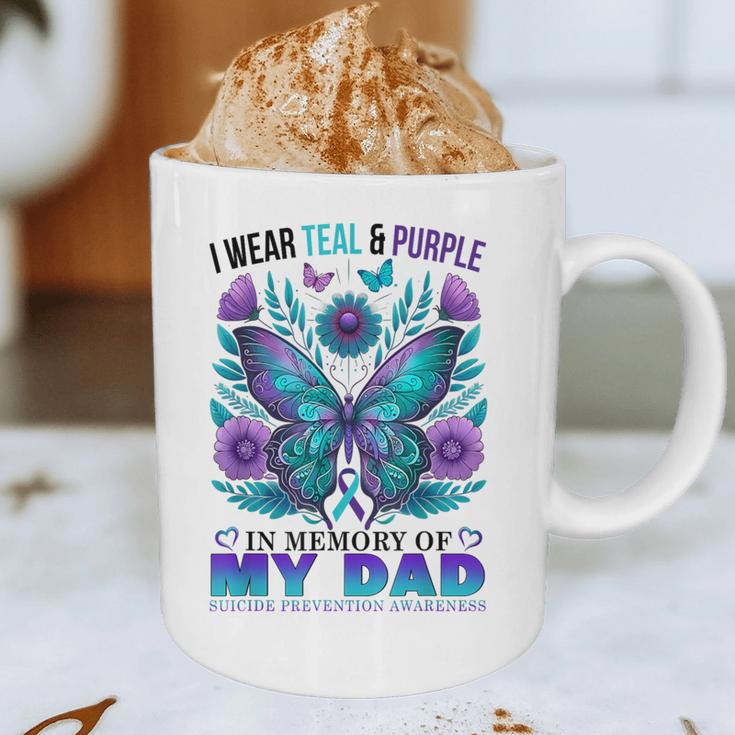 I Wear Teal Purple In Memory Of My Dad Suicide Awareness Graphic Print Coffee Mug