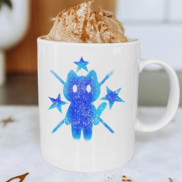 Yk2 Grunge Earthy Blue Cat With Stars Tomboy 90s Nostalgia Graphic Print Coffee Mug Yk2 Grunge Earthy Blue Cat With Stars Tomboy 90s Nostalgia Graphic Print Coffee Mug