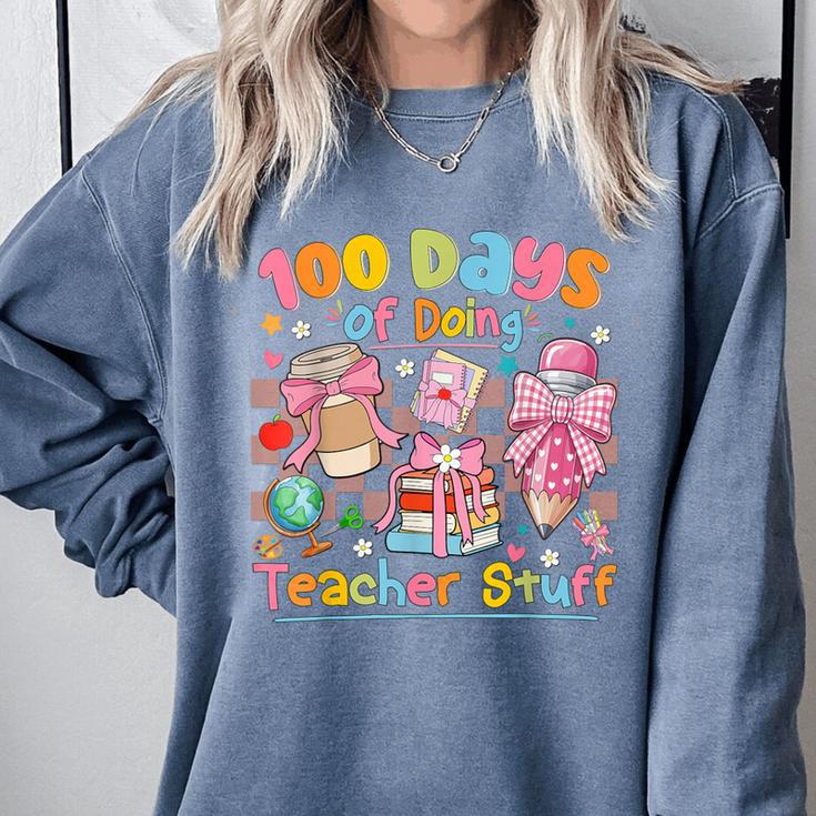 100th Day Of School Teacher 100 Days Coffee Books Comfort Colors Sweatshirt