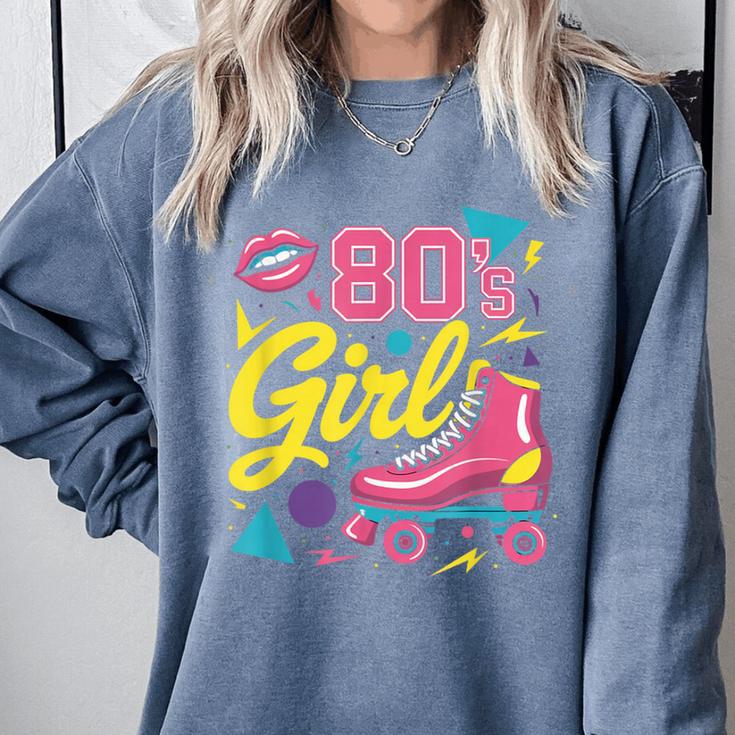 80's Girl Roller Skates Skating Eighties 1980s Nostalgia Comfort Colors Sweatshirt
