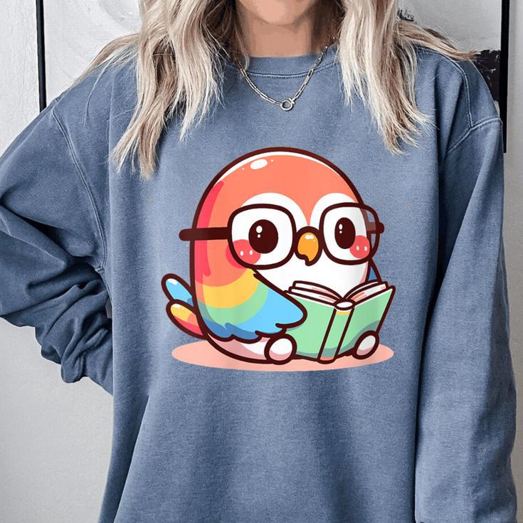 Adorable Book Lover Parrot With Reading Glasses Cute Comfort Colors Sweatshirt