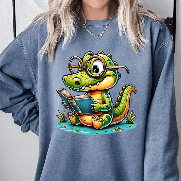 Alligator Reading a Book Animal Comfort Colors Sweatshirt Alligator Reading a Book Animal Comfort Colors Sweatshirt