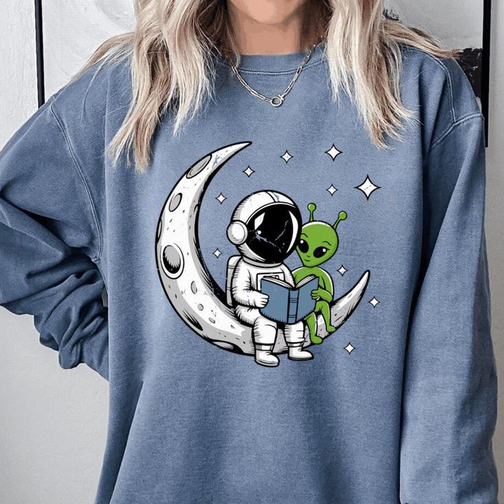 Astronaut Reading Book To Alien Moon Space Astronomy Comfort Colors Sweatshirt Astronaut Reading Book To Alien Moon Space Astronomy Comfort Colors Sweatshirt