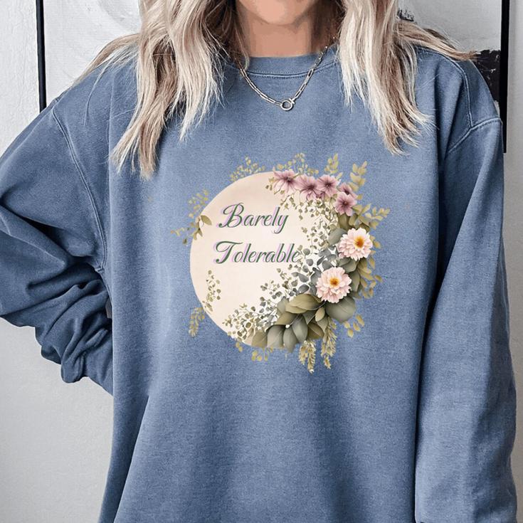 Barely Tolerable Book Lover Bookish Floral Bookworm Comfort Colors Sweatshirt
