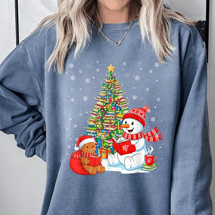 Book Christmas Tree Bookworm Gingerbread Man Snowman Reading Comfort Colors Sweatshirt Book Christmas Tree Bookworm Gingerbread Man Snowman Reading Comfort Colors Sweatshirt