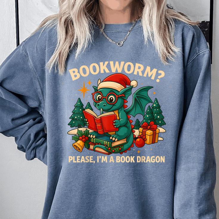 Book Dragon Christmas Reading For Fantasy Lovers Comfort Colors Sweatshirt
