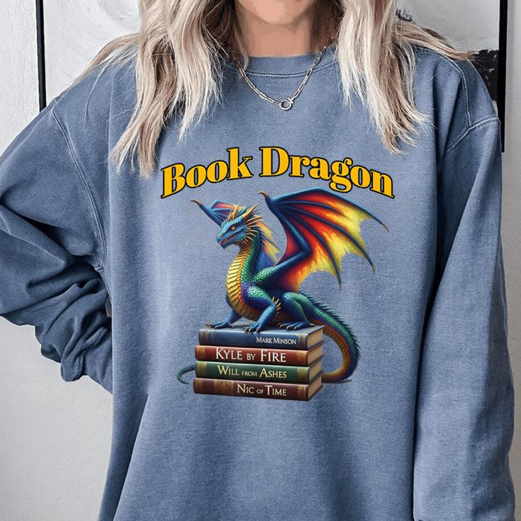 Book Dragon Mark Minson's Books Comfort Colors Sweatshirt