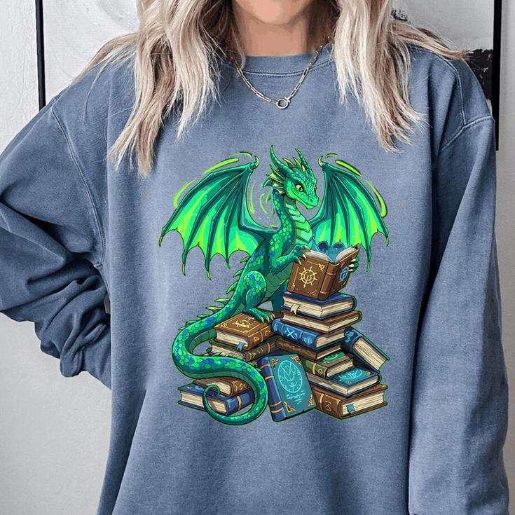 Book Dragon Reading Fantasy Comfort Colors Sweatshirt