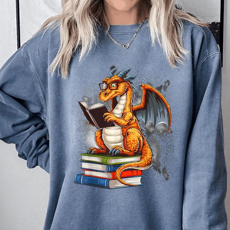 Book Dragon Reading Book Lover Comfort Colors Sweatshirt