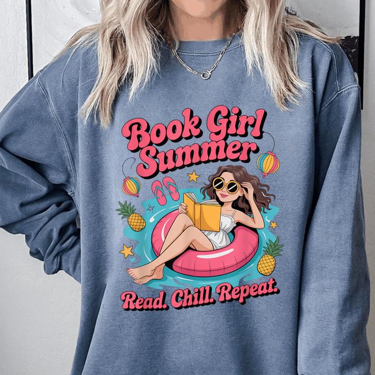 Book Girl Summer Beach Vacation Book Lover Comfort Colors Sweatshirt Book Girl Summer Beach Vacation Book Lover Comfort Colors Sweatshirt