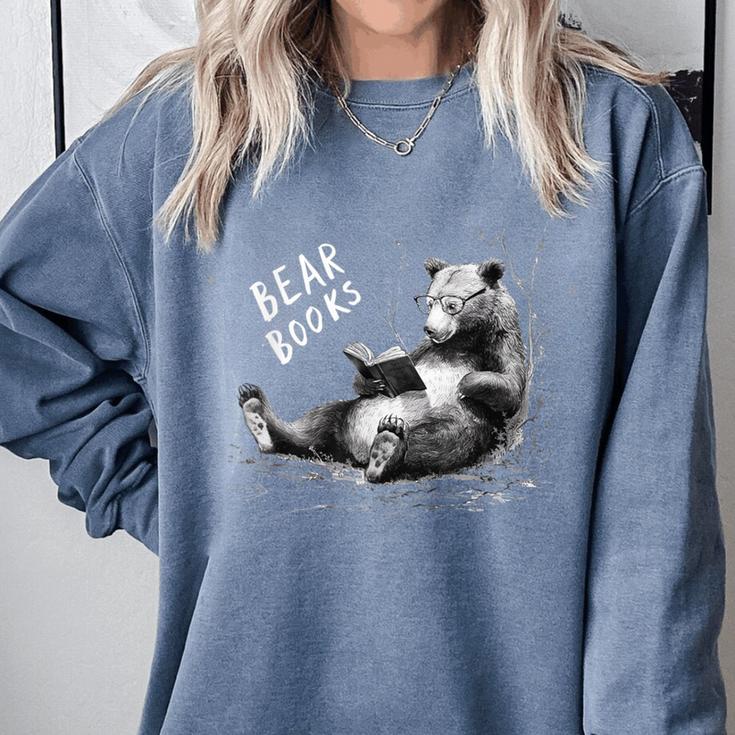 Book Lover Bear Cozy Reading Bear Graphic Bear Books Comfort Colors Sweatshirt
