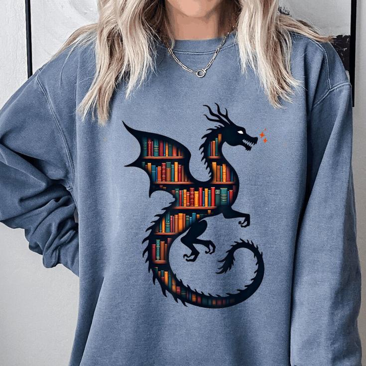 Book Lover Bookworm Reading Books Dragon Comfort Colors Sweatshirt