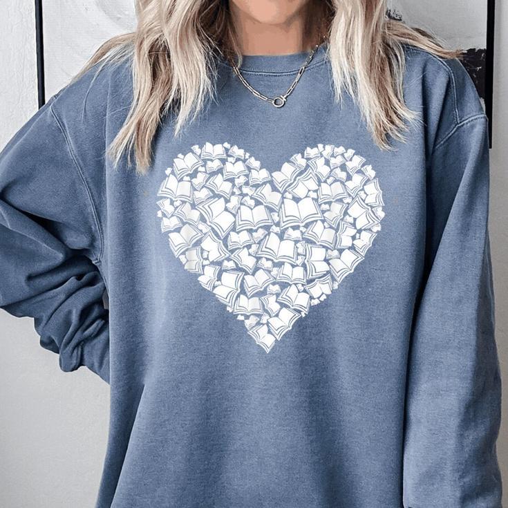 Book Lover Heart Shape Reading Librarian Library Teacher Comfort Colors Sweatshirt Book Lover Heart Shape Reading Librarian Library Teacher Comfort Colors Sweatshirt