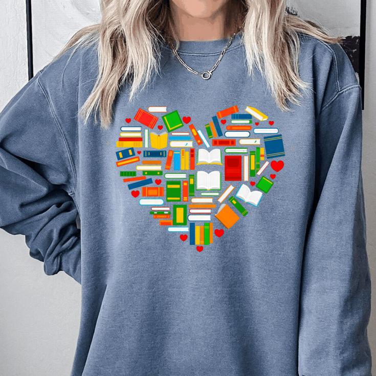 Book Lover Librarian Books Heart Valentine Comfort Colors Sweatshirt