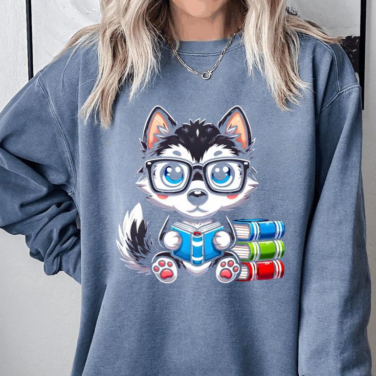 Book Lover Reading Husky Dog Comfort Colors Sweatshirt Book Lover Reading Husky Dog Comfort Colors Sweatshirt