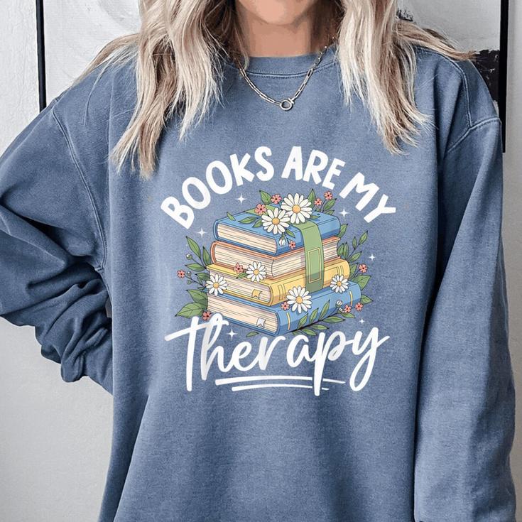 Book Are My Therapy Aesthetic Bookish Reading Comfort Colors Sweatshirt
