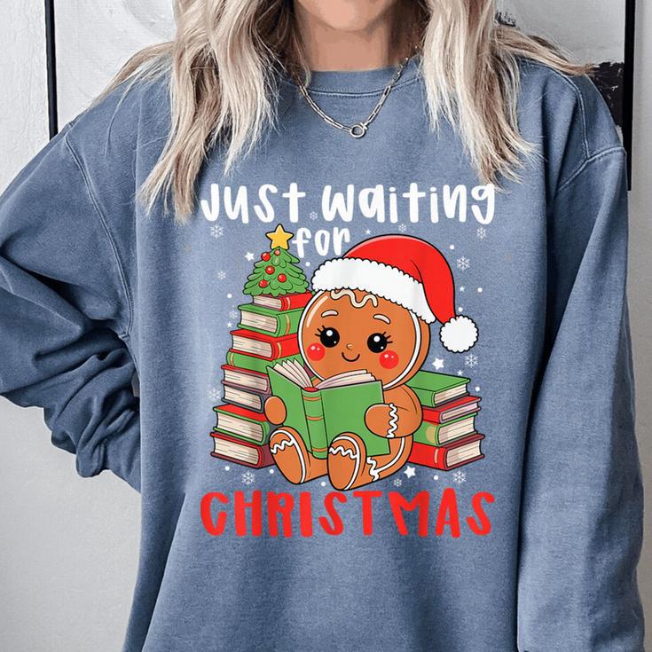 Book Reading Just Waiting For Christmas Gingerbread Comfort Colors Sweatshirt