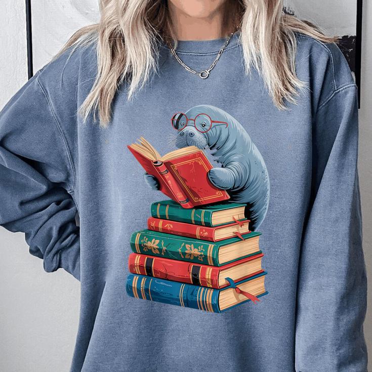 Book Reading Book Reader Manatees Sea Animal Sea Cow Manatee Comfort Colors Sweatshirt Book Reading Book Reader Manatees Sea Animal Sea Cow Manatee Comfort Colors Sweatshirt