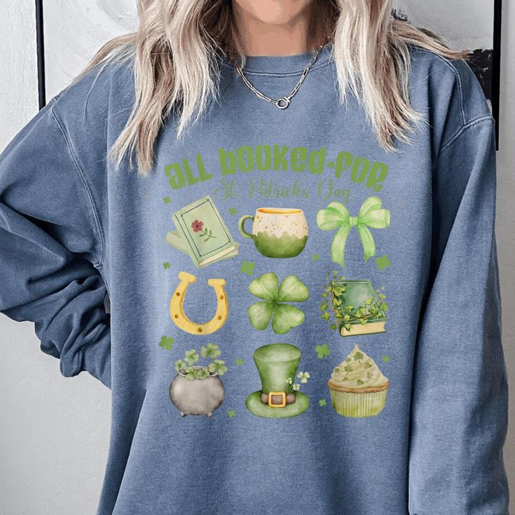 ALL Booked For St Patricks Day Bookish Leprechaun Bookworm Comfort Colors Sweatshirt