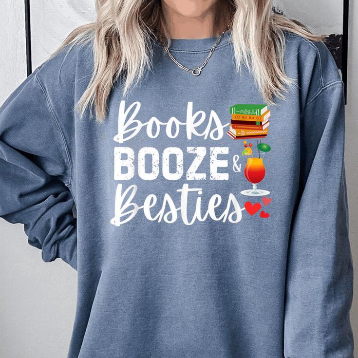 Books Booze And Besties Book Lover Bestie Squad Twinning Comfort Colors Sweatshirt