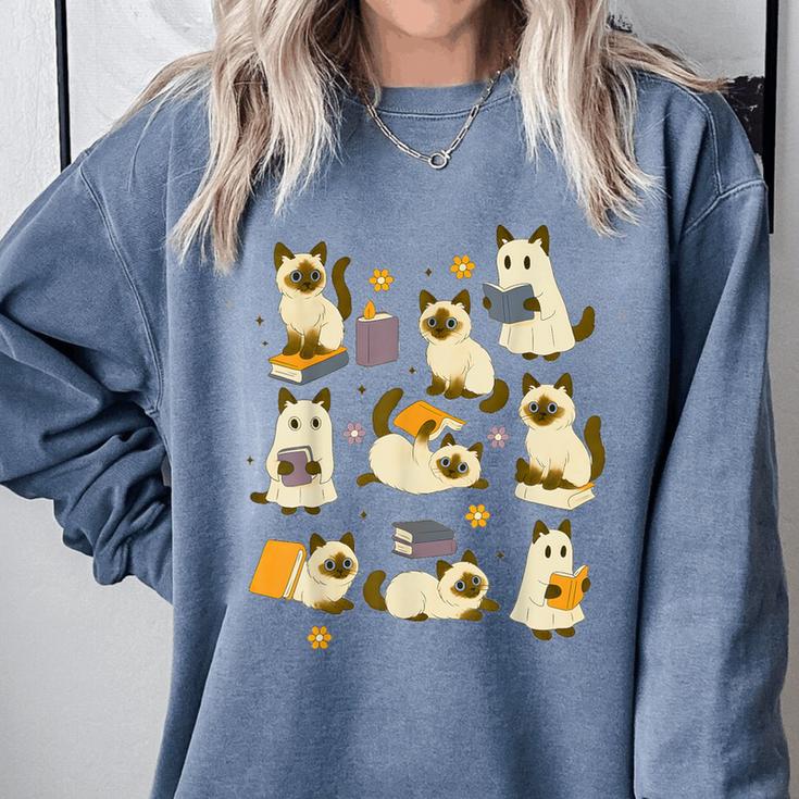 Books Lover Bookish Ghost Himalayan Cat Reading Halloween Comfort Colors Sweatshirt Books Lover Bookish Ghost Himalayan Cat Reading Halloween Comfort Colors Sweatshirt
