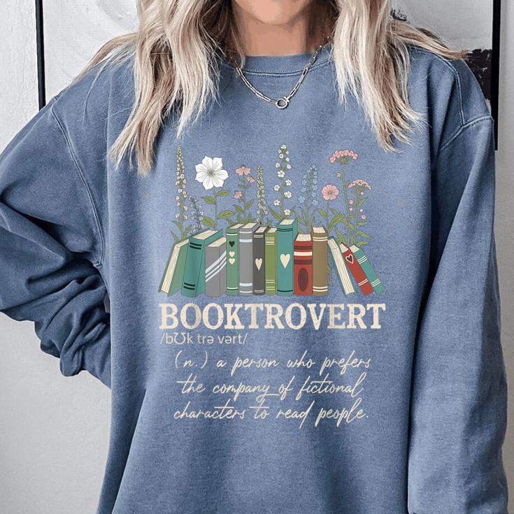 Booktrovert Definition Floral Books Reading Teacher Library Comfort Colors Sweatshirt